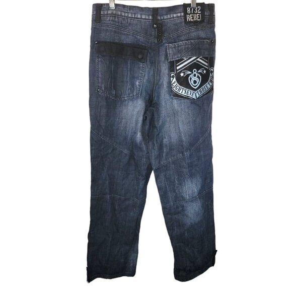 8732 Eight 732 Rebel Denim Jeans Distressed Size 34x33 34 x 33 - Picture 2 of 3